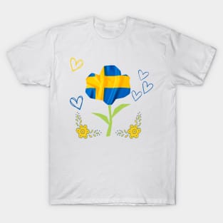 Swedish flag on a flower T-Shirt